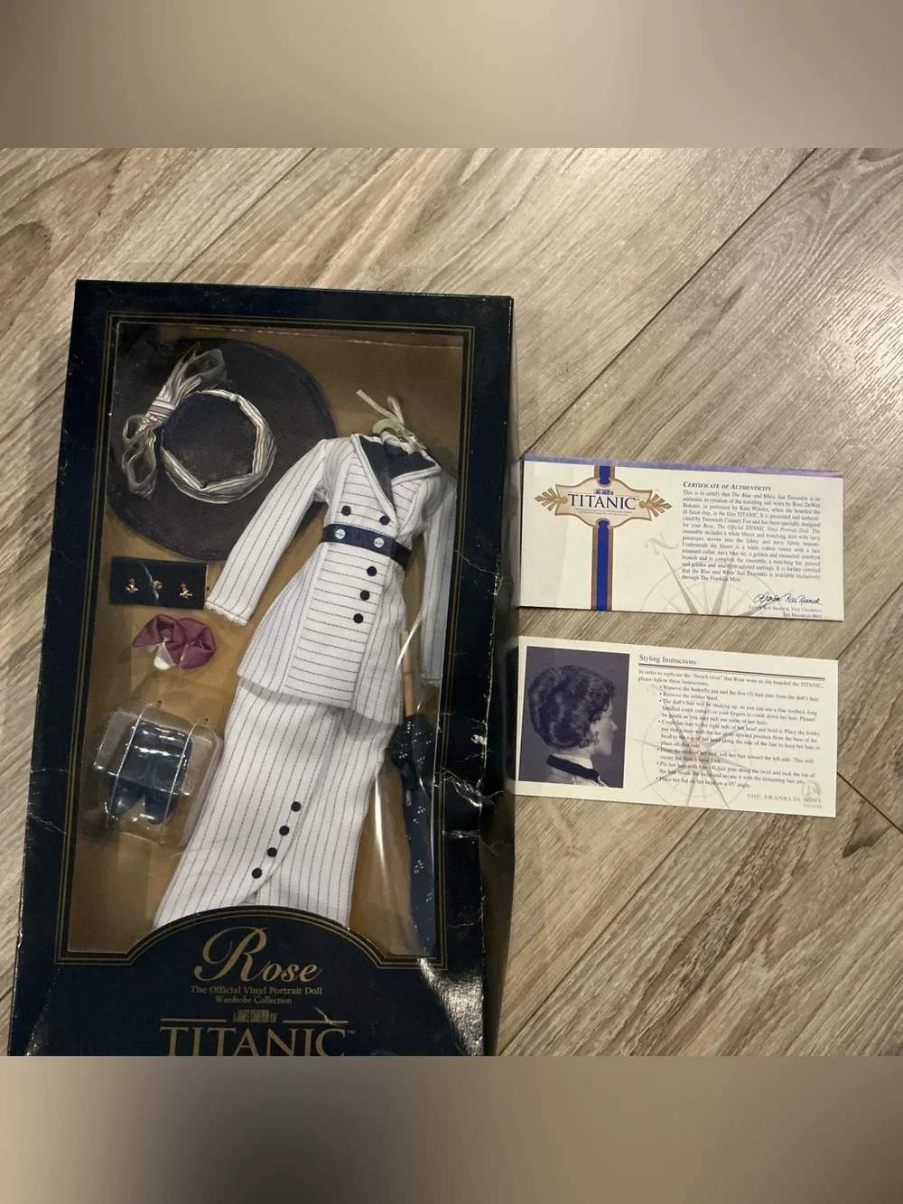 NIB Franklin Mint Rose Doll Boarding Suit Outfit w/C.O.A.